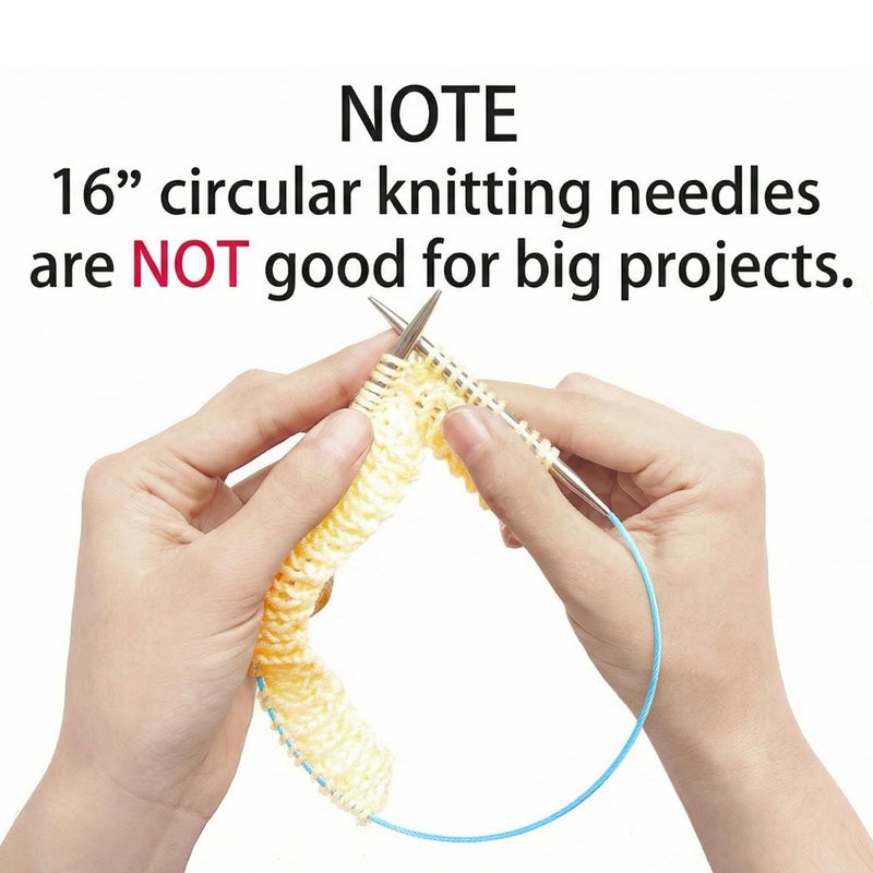 cuteDIY Size 6 Circular Knitting Needles 16 Inch Set Round Metal Kit (Etched US&mm, Color-Coded Cable, Smooth Join) - Image 5